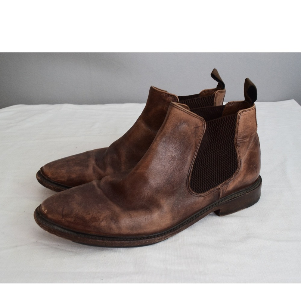 Frye Chelsea Boots 12 D Cognac Brown Leather Mens Ankle Boots Distressed